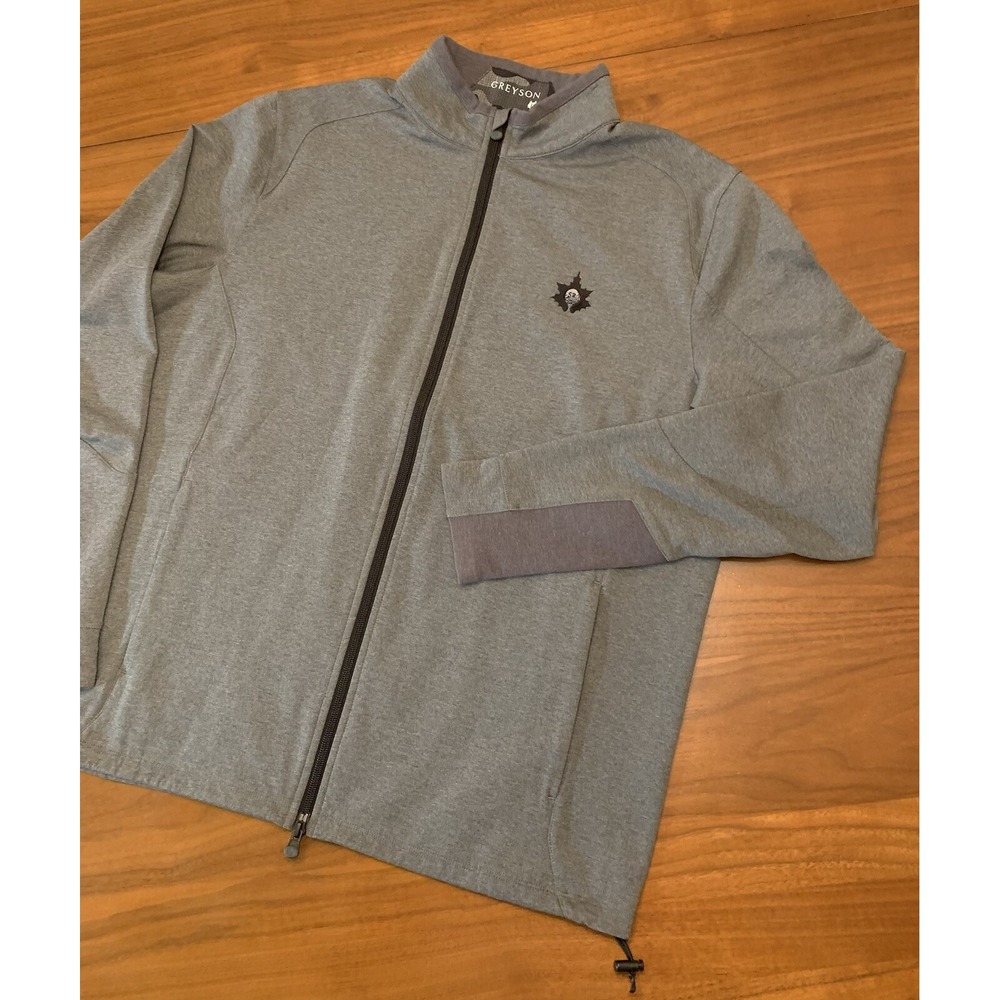 Greyson Sequoia Full Zip Jacket Mens L Golf Smoke Heather Gray Performance Leaf